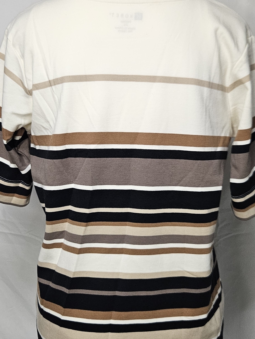 Koret Striped Short Sleeve Tee in Cream, Tan and Black - Picture 3 of 6